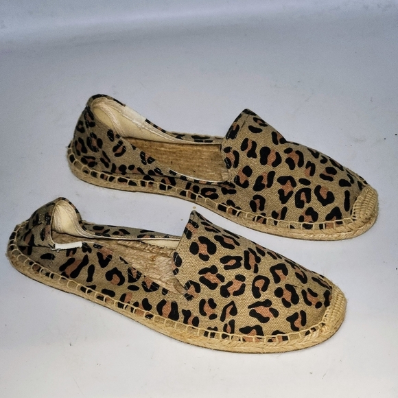 SOLUDOS Smoking Leopard Canvas Slipper Espadrilles In Maroon Black And Tan SZ 7 - Picture 3 of 12